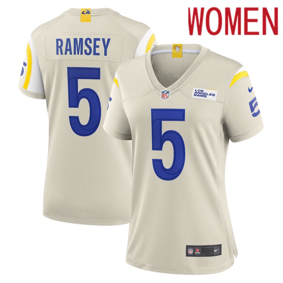 Women Los Angeles Rams 5 Jalen Ramsey Nike Bone Player Game NFL Jersey
